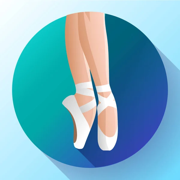 Zapatillas puntas de ballet blanco planas Vector ilustración de zapatillas de ballet gimnasio de pie en puntillas — Vector de stock