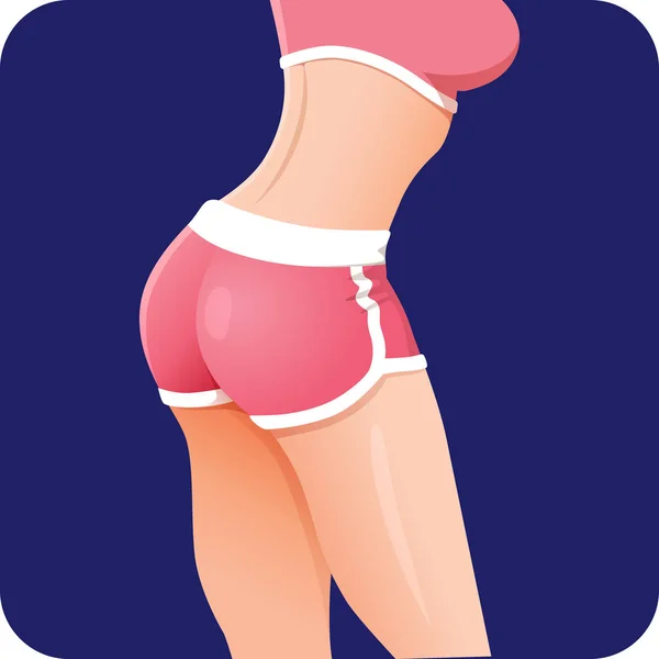 Fitness girl ícone vetor bunda. aplicativo de fitness, bodysculpt. aplicação de musculação, pastilha elástica. Menina de shorts —  Vetores de Stock