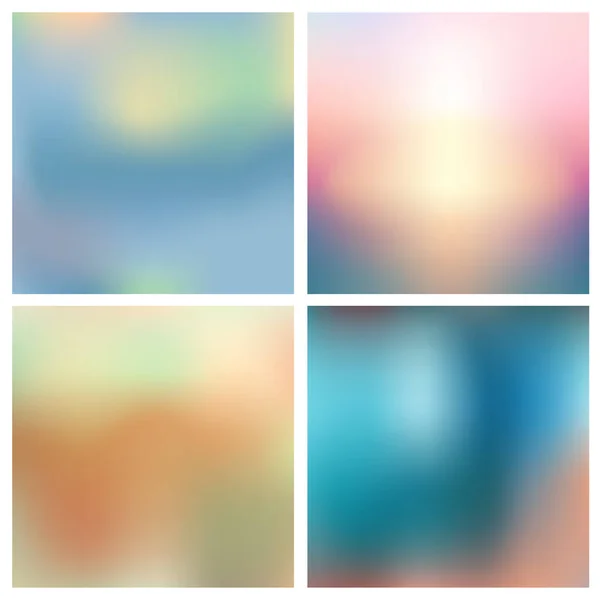 Abstrakt vektor flerfärgad suddig bakgrund set 4 färger som. Kvadratsuddiga bakgrunder som - himmel moln hav strand färger — Stock vektor
