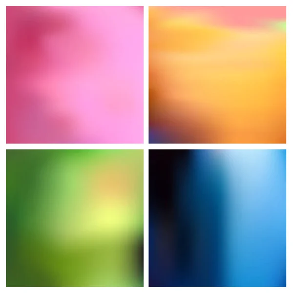 Абстрактний векторний різнокольоровий розмитий фон набір 4 кольорів. Квадратний розмитий фон набір небо хмари море океанські пляжні кольори — стоковий вектор