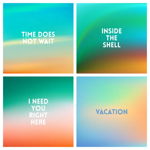 Abstraktní vektor beach rozmazané pozadí sada 4 barev. Náměstí rozmazané pozadí set - obloha mraky moře oceán pláž barvy — Stockový vektor