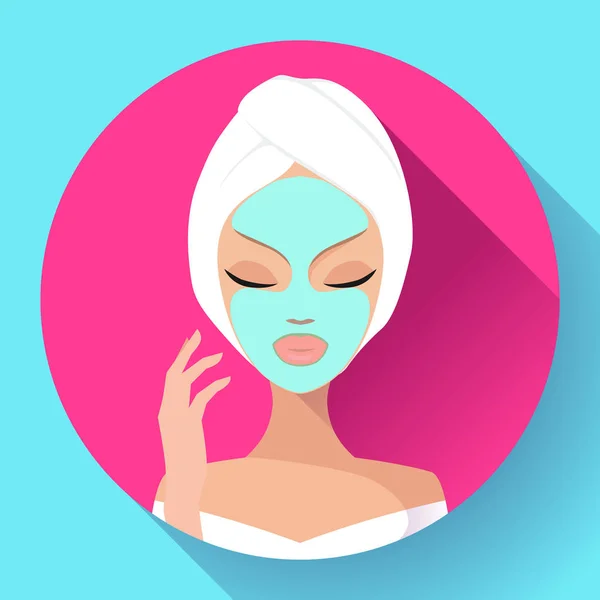 Mujer Spa aplicando Mascarilla de Limpieza Facial. Tratamientos de belleza — Archivo Imágenes Vectoriales