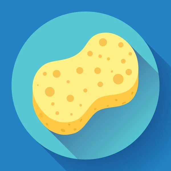 Icono de dibujos animados de esponja de ducha amarilla. Ilustración para diseño web y móvil . — Vector de stock