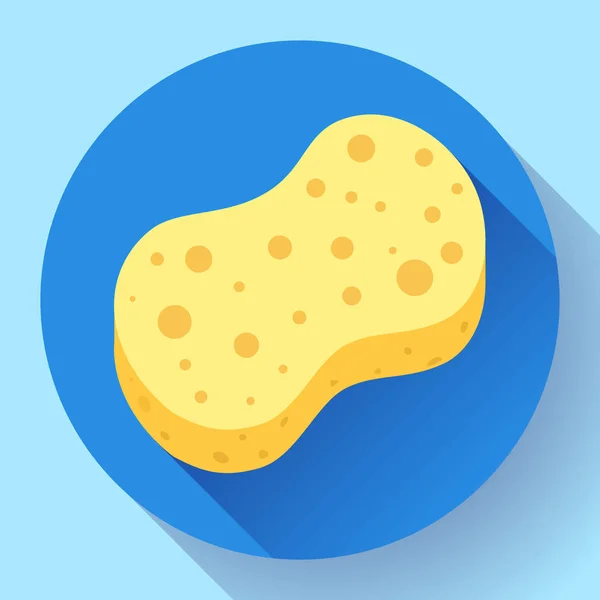 Icono de dibujos animados de esponja de ducha amarilla. Ilustración para diseño web y móvil . — Vector de stock