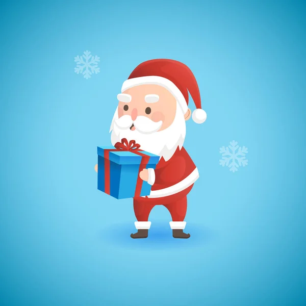 Navidad divertido Santa Claus celebración de caja de regalo, vector de ilustración . — Archivo Imágenes Vectoriales