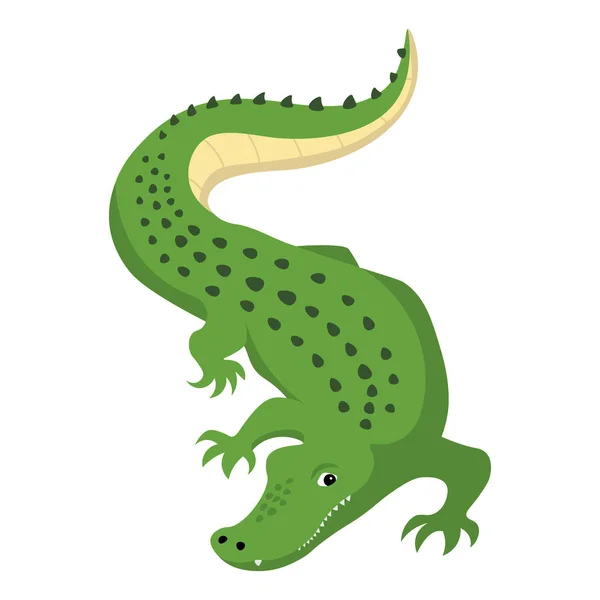 Хищный крокодил-аллигатор с открытым ртом и клыками, изолированный вектор дикого животного — стоковый вектор