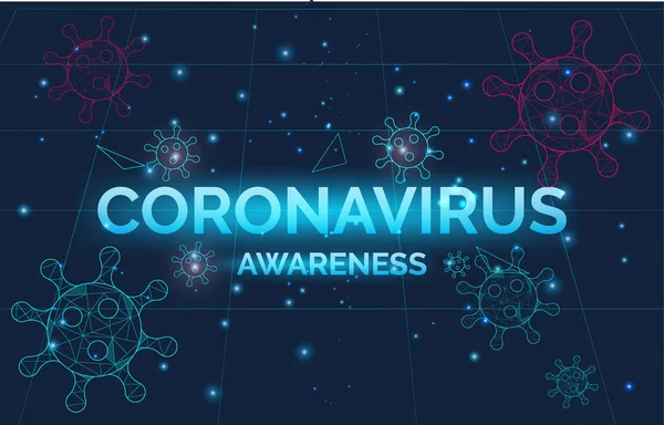 Sztandar uświadamiający chorobę koronawirusową, niebezpieczne zapobieganie zakażeniom COVID-19, ostrzeganie, ilustracja wektora. — Wektor stockowy