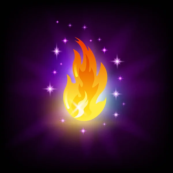 Icono de llamas de fuego brillante para la máquina tragaperras — Vector de stock