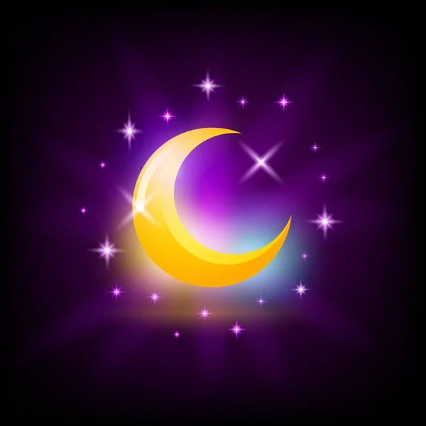 Night crescent Moon symbol, crescent icon for slot machine screen — Stock Vector