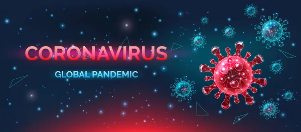 Coronavirus betegség tudatosság banner, veszélyes COVID-19 fertőzés megelőzése, figyelmeztetés, vektor illusztráció. — Stock Vector