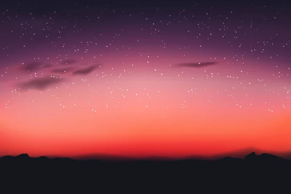 Poziome szerokie rozmazane górskie tło nocnego nieba - kolory nocnego nieba. — Wektor stockowy