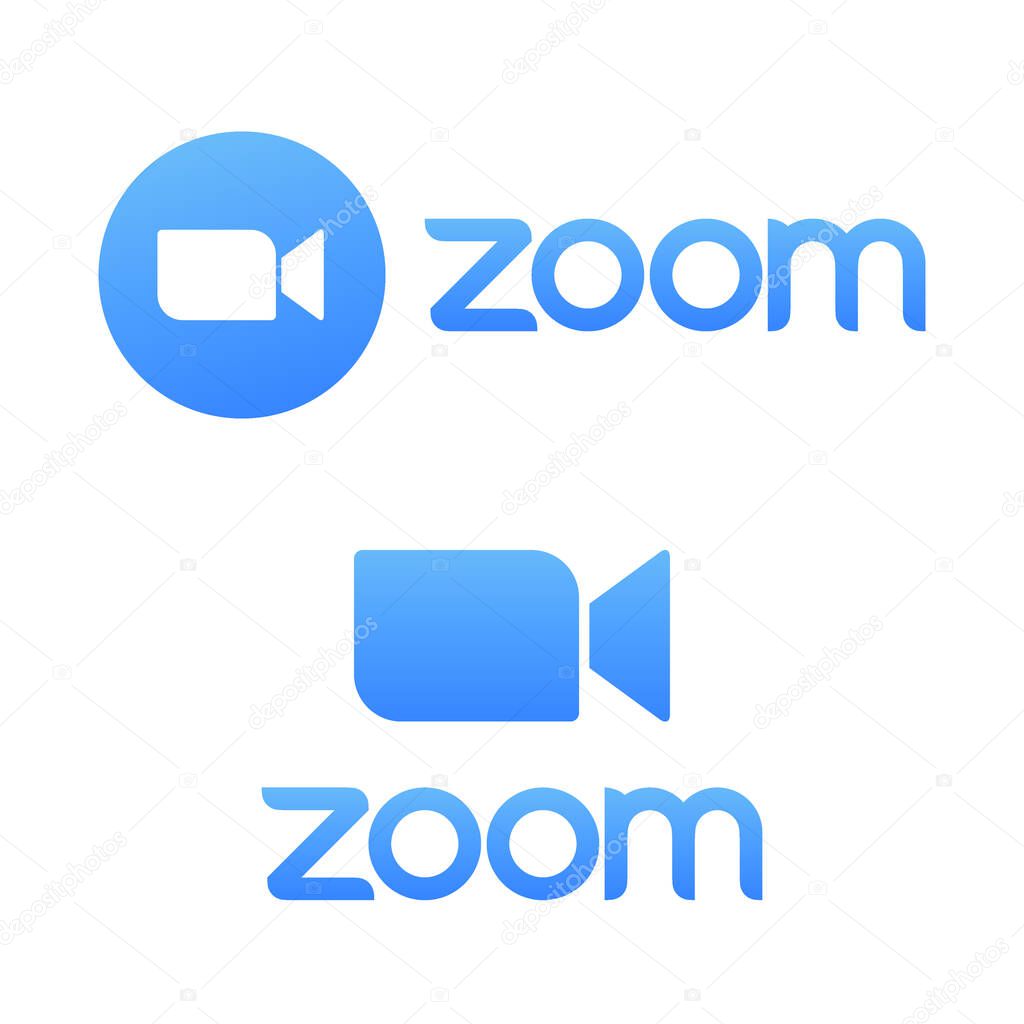 Blue camera icon - Zoom app logo vector - Live media streaming application for the phone, conference video calls with several people at the same time vector icon logo.