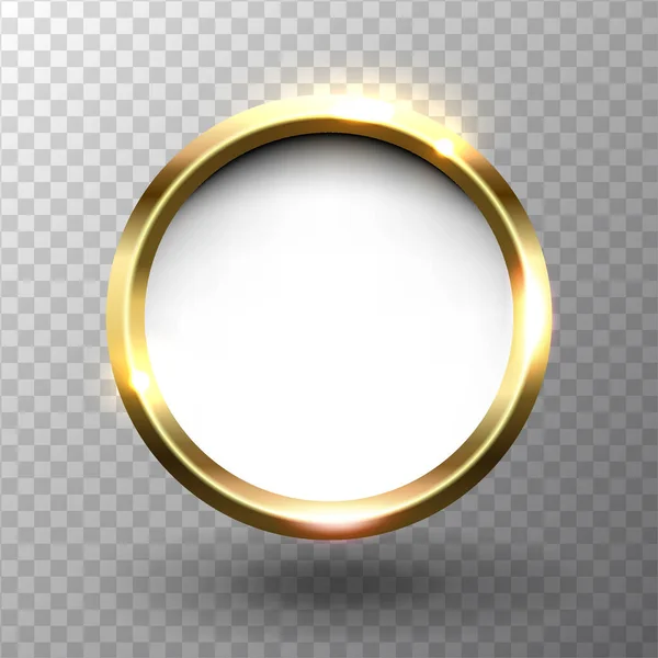 Quadro de círculo dourado brilhante abstrato com espaço para texto, em fundo transparente, ilustração vetorial . —  Vetores de Stock