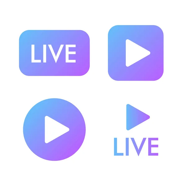 Live stream violet icon on a white background. Blogger streaming online symbol.. Play button icon vector illustration. — Stock Vector