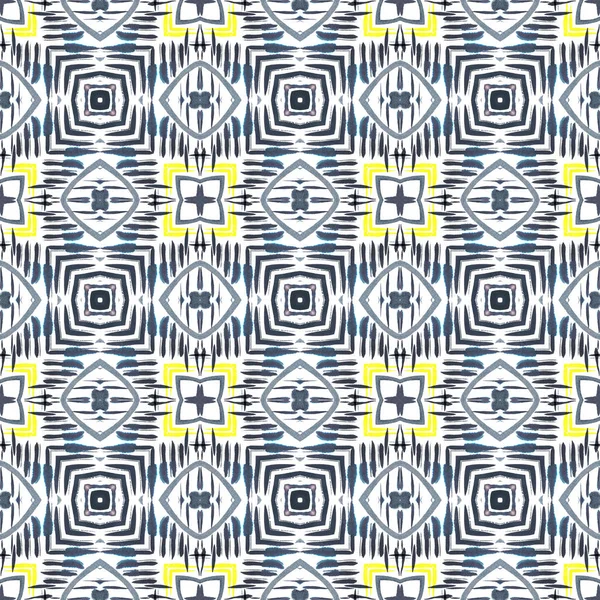 Geometrisch abstracte naadloze patroon. Achtergrond met aquarel verf penseelstreken en vlek. Caleidoscoop. — Stockfoto
