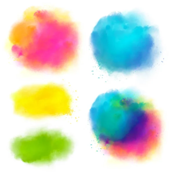 Abstract colorfull handdrawn watercolor blot illustration set — Stock Photo, Image