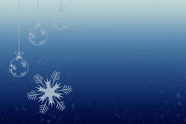 Niebieskie tło świąteczne z bombkami i płatkami śniegu — Zdjęcie stockowe