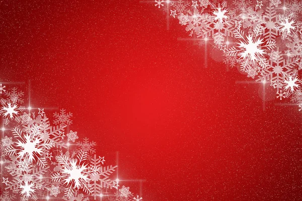 Czerwone tło świąteczne z płatkami śniegu. Sezon zimowy — Zdjęcie stockowe