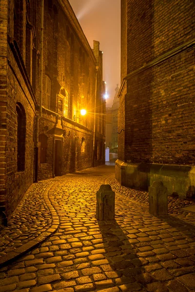 Plebania Street Nachts Oude Binnenstad Van Gdansk Polen Europa — Stockfoto