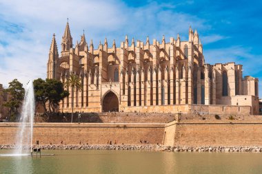 La Seu, Mallorca Adası 'ndaki Gotik Palma de Mallorca Katedrali, Baleares, İspanya
