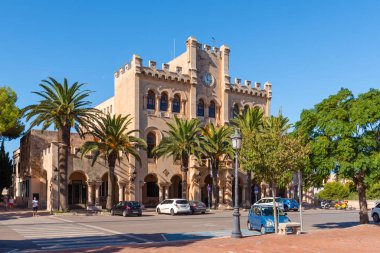 Menorca, Spain - October 15, 2019: Town hall at main square of Ciutadella in Menorca