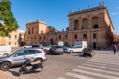 Menorca, Spain - October 15, 2019: The main square of Ciutadella in Menorca
