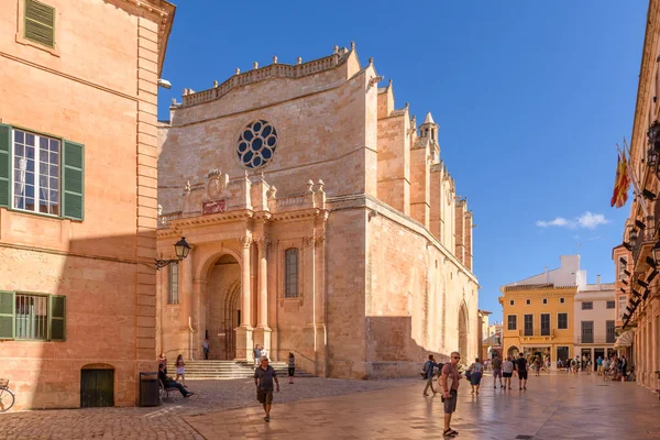 Menorca, Spain - October 14, 2019: Santa Maria Cathedral at Ciutadella square on Menorca island — Stock Photo, Image