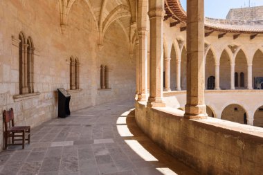 Mallorca, Spain - May 8, 2019 : Gothic Bellver Castle (Castell de Bellver) near the center of Palma on the Island of Majorca, Balearic Islands, Spain.