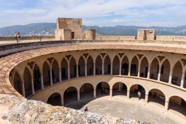 Mallorca, Spain - May 8, 2019 : Gothic Bellver Castle (Castell de Bellver) near the center of Palma on the Island of Majorca, Balearic Islands, Spain.