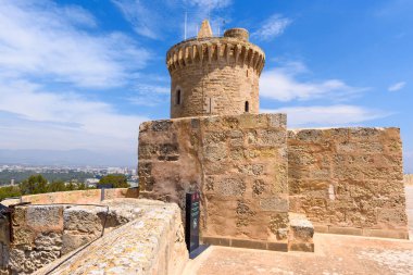 Mallorca, Spain - May 8, 2019 : Gothic Bellver Castle (Castell de Bellver) near the center of Palma on the Island of Majorca, Balearic Islands, Spain.