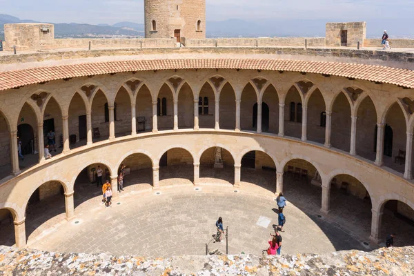 Mallorca, Spain - May 8, 2019 : Gothic Bellver Castle (Castell de Bellver) near the center of Palma on the Island of Majorca, Balearic Islands, Spain.