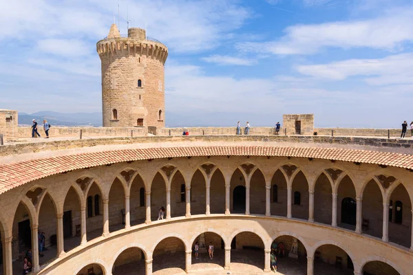Mallorca, Spain - May 8, 2019 : Gothic Bellver Castle (Castell de Bellver) near the center of Palma on the Island of Majorca, Balearic Islands, Spain.