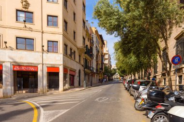 Mallorca, Spain - May 8, 2019: Street architecture of Palma de Mallorca on the Island of Mallorca, Baleares, Spain