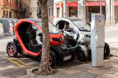 Majorca, Spain - May 8, 2019: Charging point for electric cars on the street