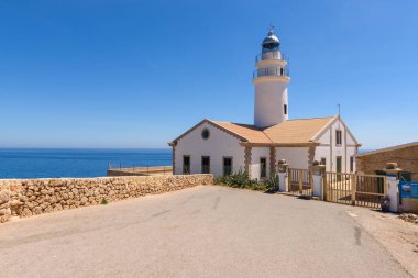 Majorca, Spain - May 10, 2019: The Capdepera lighthouse located at the easternmost point of Mallorca. Balearic islands, Spain