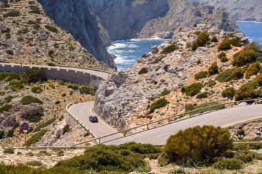 Curve road to the Cap de Formentor , a famous viewpoint on Majorca island. Spain