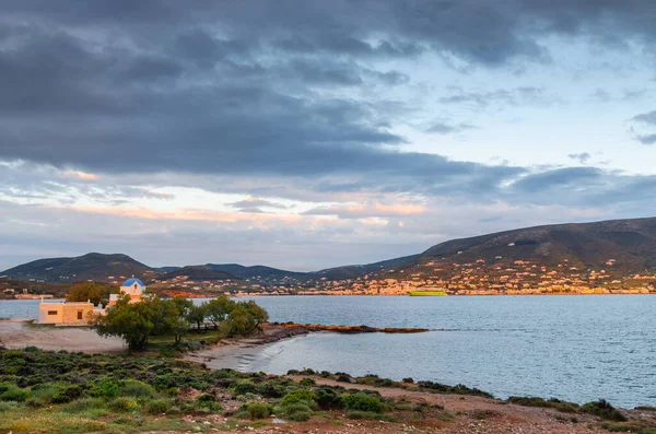Baie Maritime Île Paros Dans Soirée Cyclades Grèce — Photo