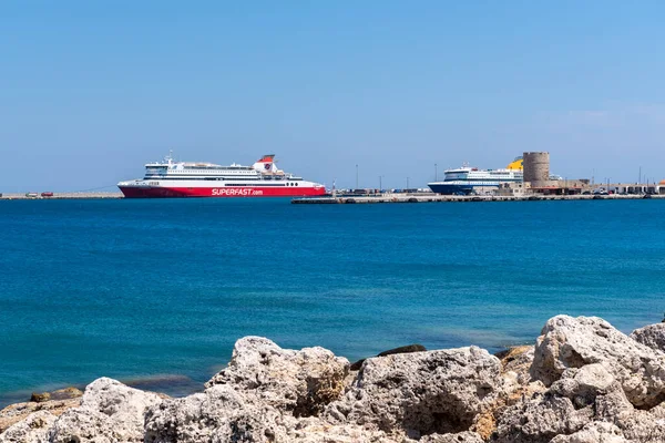 Rhodes Grèce Mai 2018 Ferry Ferries Super Fast Blue Star — Photo