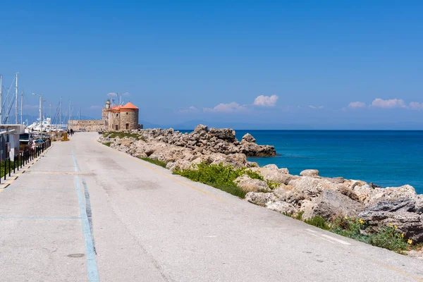 Promenade Long Mer Port Rhodes Grèce — Photo