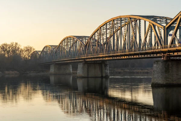 Jozef Pilsudski Ponte Stradale Alla Luce Del Mattino Torun Polonia — Foto Stock