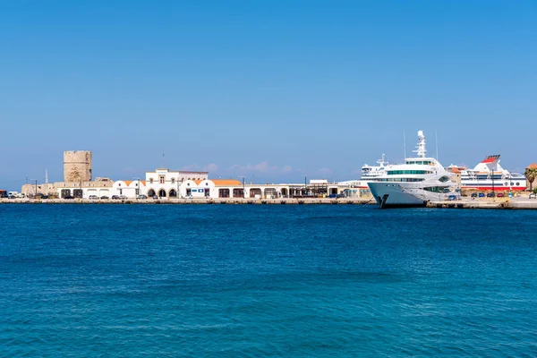 Vue Baie Maritime Port Mandraki Sur Île Rhodes Grèce — Photo