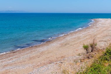 Kamiros plajı, Rodos 'un batı kıyısındaki en iyi plajlardan biri. Dodekanese, Yunanistan