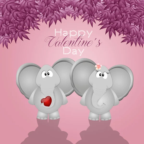 발렌타인의 사랑에 코끼리 — 스톡 사진