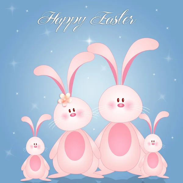 Illustrazione Divertente Famiglia Coniglietti Buona Pasqua — Foto Stock