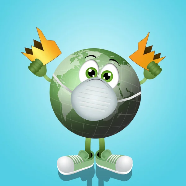 Illustration Green Earth Broken Crown — Stock Photo, Image