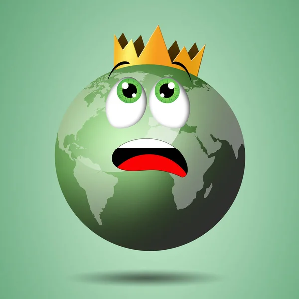Ilustração Terra Verde Com Coroa — Fotografia de Stock