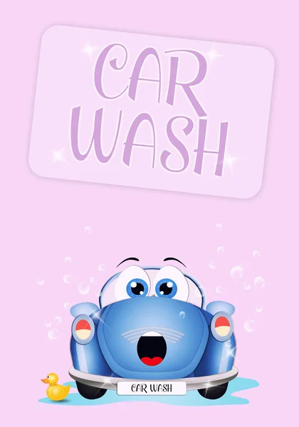 Illustration Happy Vehicle Car Wash — Stock Photo, Image