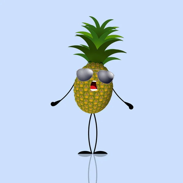 Eine Illustration Der Glücklichen Ananas Auf Pastellfarbenem Hintergrund — Stockfoto