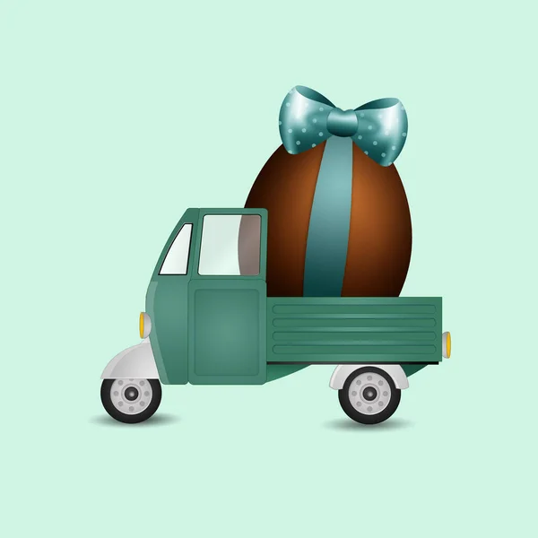 Ilustrasi Van Lucu Dengan Telur Coklat Untuk Paskah — Stok Foto