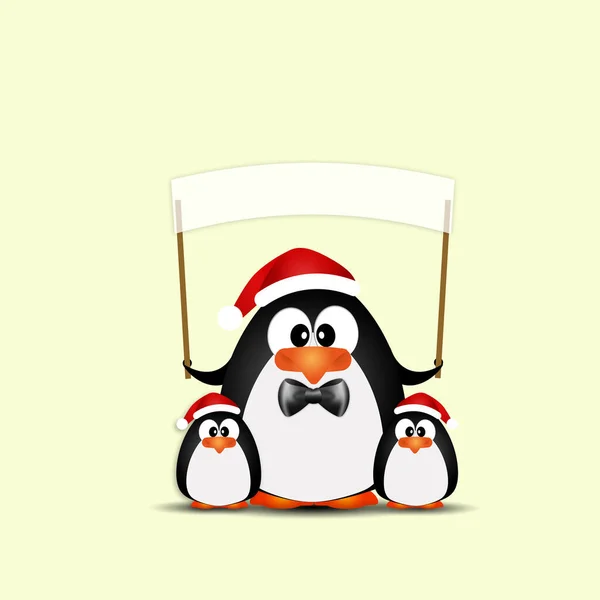 Illustration Funny Penguins Message Yellow Background — Stock Photo, Image